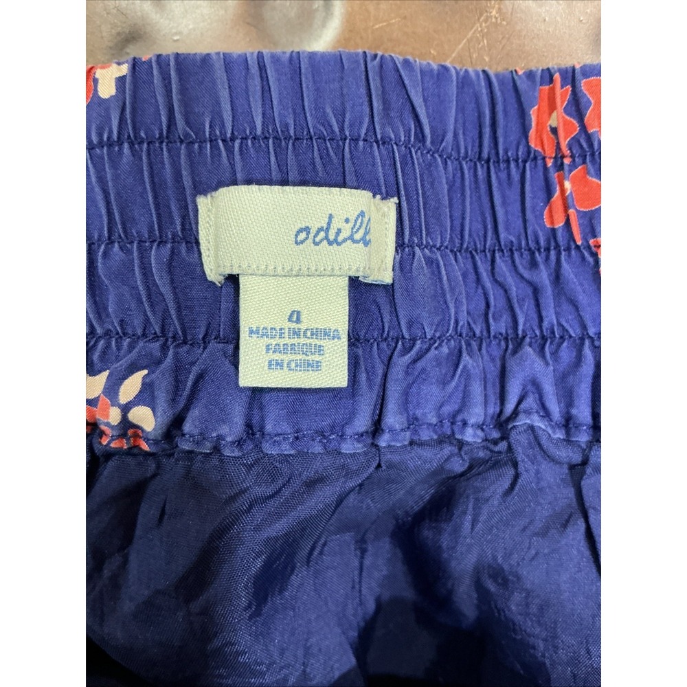 Anthropologie Odille Silk Tiered Ruffle, Skirt Blue Red Floral,Sz 4, Lined - Picture 5 of 11